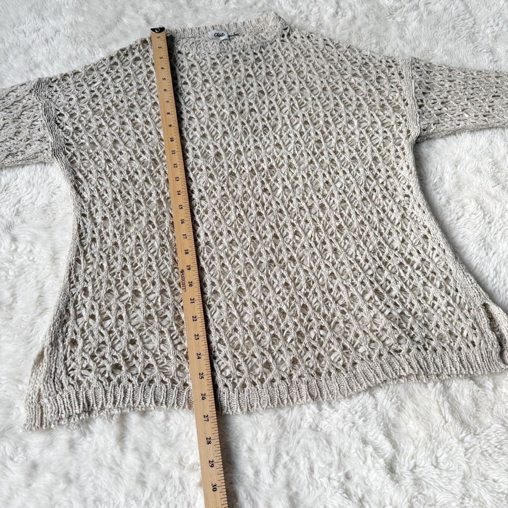 Beymen Club Woman Beige Open Knit Crochet Sweater MEDIUM Boho Luxury Resortwear - Picture 5 of 6
